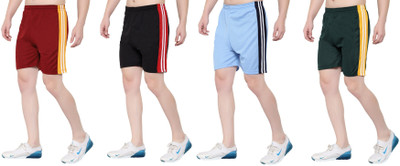 Zonecart Striped Men Multicolor Gym Shorts