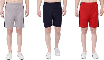 Zonecart Striped Men Dark Blue, Red, Grey Gym Shorts