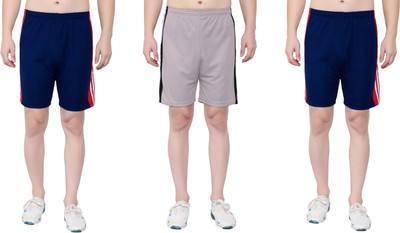 Zonecart Striped Men Grey, Light Blue, Light Blue Gym Shorts