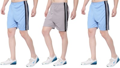 Zonecart Striped Men Blue, Blue, Grey Gym Shorts