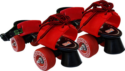 Jaspo Tenacity Lite Rubber Wheel Adjustable Quad Roller Skate (6-14 years) Quad Roller Skates - Size 1-8 UK(Red)