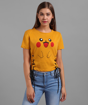 Raabta Fashion Casual Regular Sleeve Printed Women Yellow Top