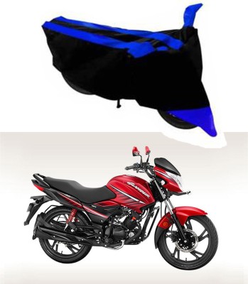 RONISH Two Wheeler Cover for Hero(Glamour i3s, Black, Blue)