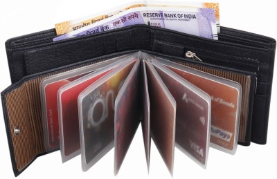 Royal Craft Men Black Artificial Leather Wallet(10 Card Slots)