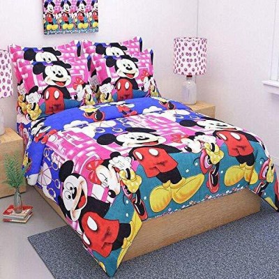 JK Creation 182 TC Polycotton Double Printed Flat Bedsheet(Pack of 1, Multicolor)