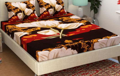 JK Creation 182 TC Polycotton Double Printed Flat Bedsheet(Pack of 1, Multicolor)