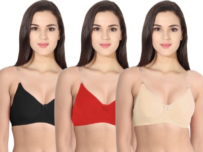 TEENY BOPPER T-Shirt Bra with Transparent Strap Women T-Shirt Non Padded Bra(Black, Red, Yellow)