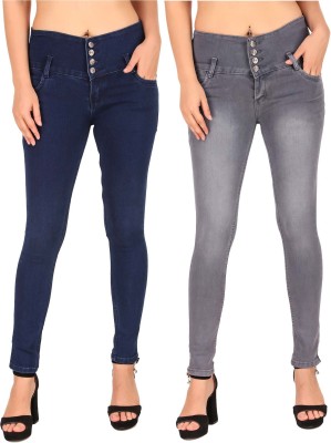 PX4 JEANSWEAR Skinny Women Dark Blue, Grey Jeans(Pack of 2)
