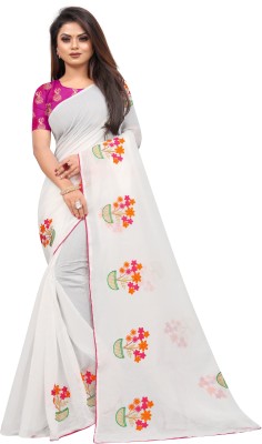 SHREE KP CREATION Embroidered Kanjivaram Polyester Saree(Pink)