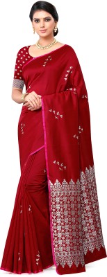 GLOBAL BUSINESS Woven Kanjivaram Jacquard, Pure Silk Saree(Red)