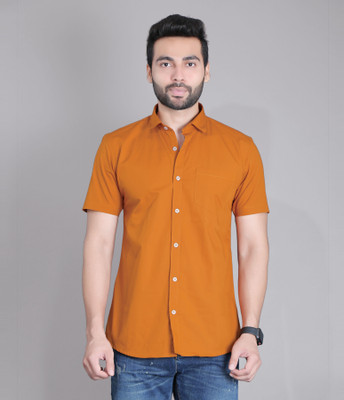 5TH ANFOLD Men Solid Casual Brown Shirt