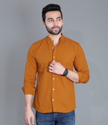 5TH ANFOLD Men Solid Casual Brown Shirt