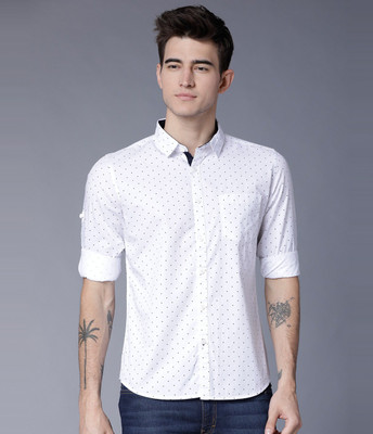 HIGHLANDER Men Printed Casual Dark Blue, White Shirt