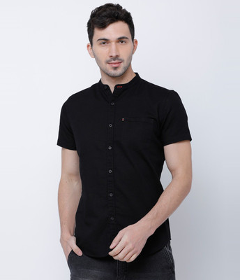 HIGHLANDER Men Solid Casual Black Shirt