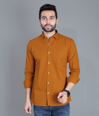 5TH ANFOLD Men Solid Casual Brown Shirt