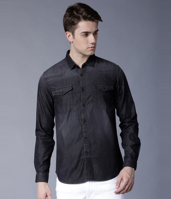 HIGHLANDER Men Solid Casual Black Shirt