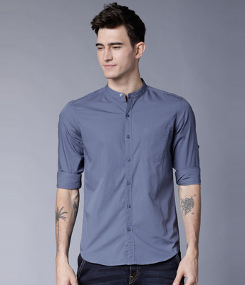 HIGHLANDER Men Solid Casual Dark Blue Shirt