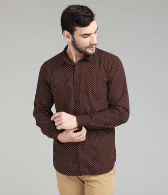 HIGHLANDER Men Printed Casual Maroon Shirt