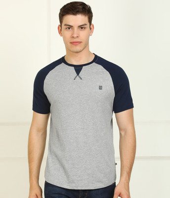 Billion Color Block Men Round Neck Dark Blue, Grey T-Shirt