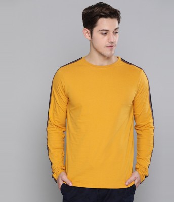 DILLINGER Solid Men Round Neck Yellow T-Shirt