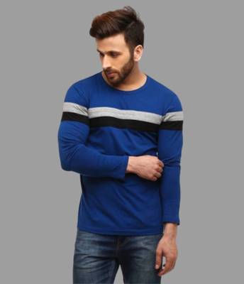 FastColors Solid Men Round Neck Dark Blue, Black, Grey T-Shirt