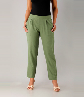 LIYARA Regular Fit Women Green Trousers