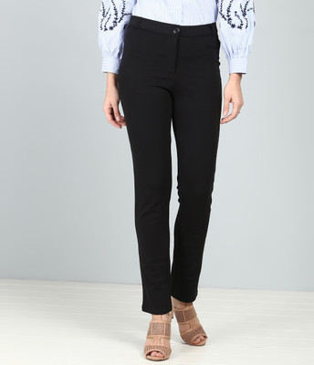 AND Slim Fit Women Black Trousers