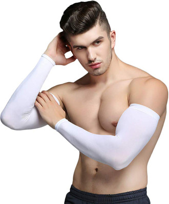 VRUGRA Nylon Arm Sleeve For Men & Women(Free, White)