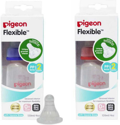 Pigeon PERISTALTIC NURSING BOTTLE KPP 120ML S. COMBO PACK OF 2 - 120 ml(Red, Blue)