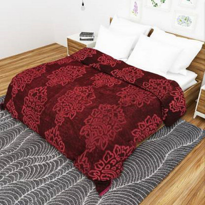 ACZO FEEL Self Design Single Mink Blanket for  Heavy Winter(Microfiber, Brown)