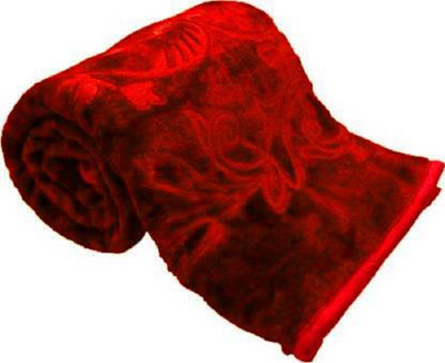 SIMAM Self Design Double Mink Blanket for  Mild Winter(Polyester, Red)