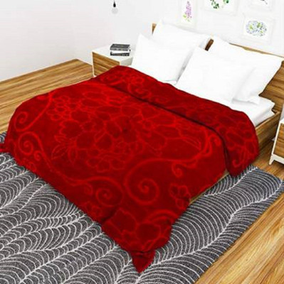SIMAM Self Design Double Mink Blanket for  AC Room(Polyester, Red)