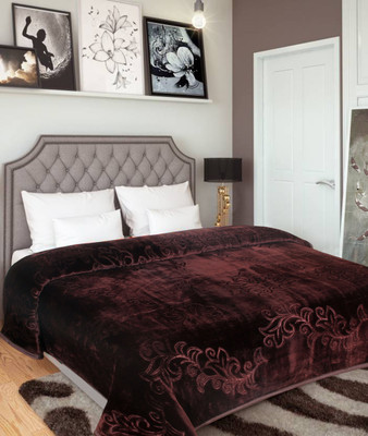 Swikon star Self Design Double Mink Blanket for  Heavy Winter(Polyester, Brown)