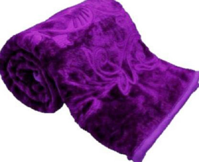 ACZO FEEL Self Design Double Mink Blanket for  Mild Winter(Microfiber, Purple)