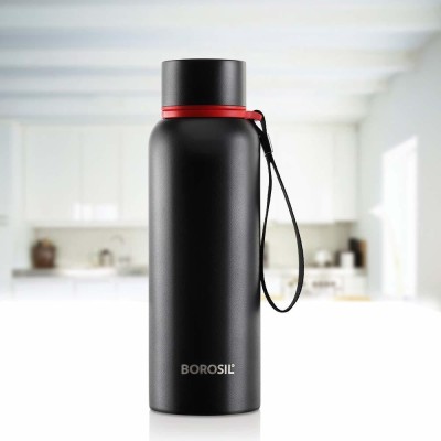 BOROSIL Hydra Trek 700 ml Bottle(Pack of 1, Black, Steel)