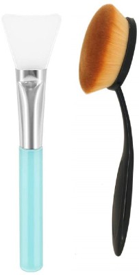 angelie Professional Flat Face Pack Brush With Foundation Powder Concealer Oval Blending Blush Brush(Pack of 2)