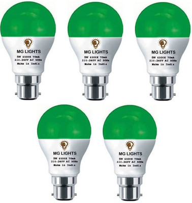 mg lights 5 W Basic Round B22 LED Bulb(Green, Pack of 5)
