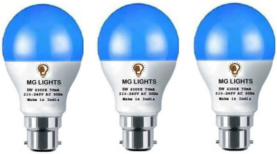 mg lights 5 W Basic Arbitrary B22 LED Bulb(Blue, Pack of 3)