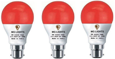 mg lights 5 W Basic Arbitrary B22 LED Bulb(Red, Pack of 3)