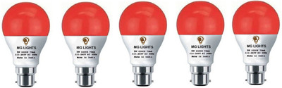 mg lights 5 W Basic Round B22 LED Bulb(Red, Pack of 5)