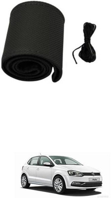 APICAL Hand Stiched Steering Cover For Volkswagen Polo(Black, Leather)