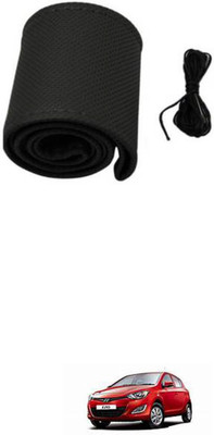 APICAL Hand Stiched Steering Cover For Hyundai i20(Black, Leather)