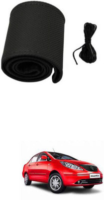 APICAL Hand Stiched Steering Cover For Tata Manza(Black, Leather)
