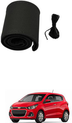 APICAL Hand Stiched Steering Cover For Chevrolet Spark(Black, Leather)