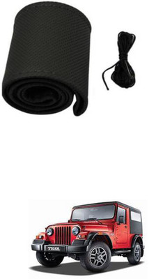 APICAL Hand Stiched Steering Cover For Mahindra Thar(Black, Leather)