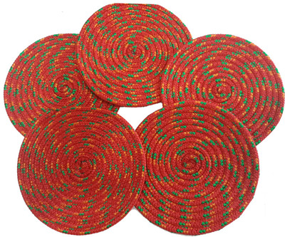 Azuka Round Reversible Polyester Coaster Set(Pack of 5)