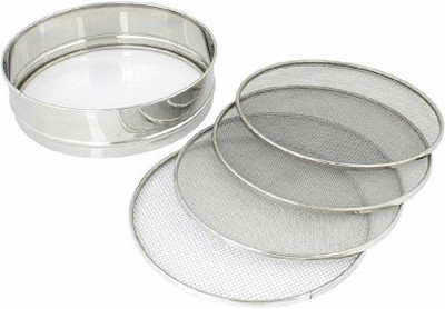 Craftaura Prime Quality Steel Folding Chalni with 4 In 1 Stainless Steel Atta Chalni with 4 Nets, Silver, Kitchenware, 12 Number Size Collapsible Sieve(Silver)