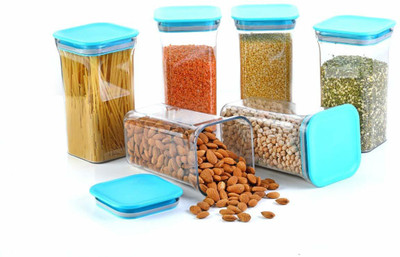 Analog Kitchenware Polypropylene Grocery Container  - 1100 ml(Pack of 6, Blue)