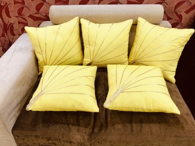 HOME SHINE Plain Cushions Cover(Pack of 5, 40 cm*40 cm, Yellow)