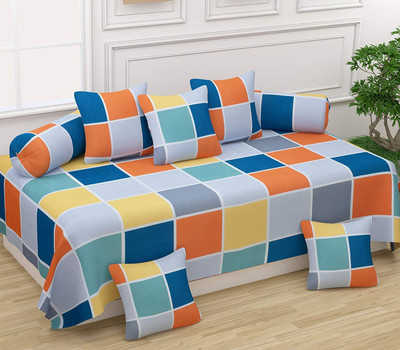 Decent Home Cotton Abstract Diwan Set(Multicolor)